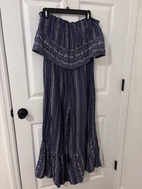 Japna Strapless Navy Printed Jumpsuit